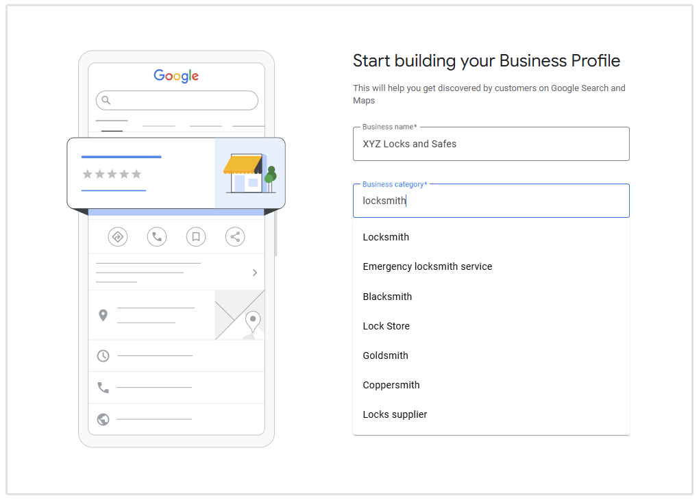 Choose business cateogory